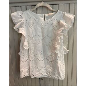 Adiva ruffle sleeved eyelet tank top sz small